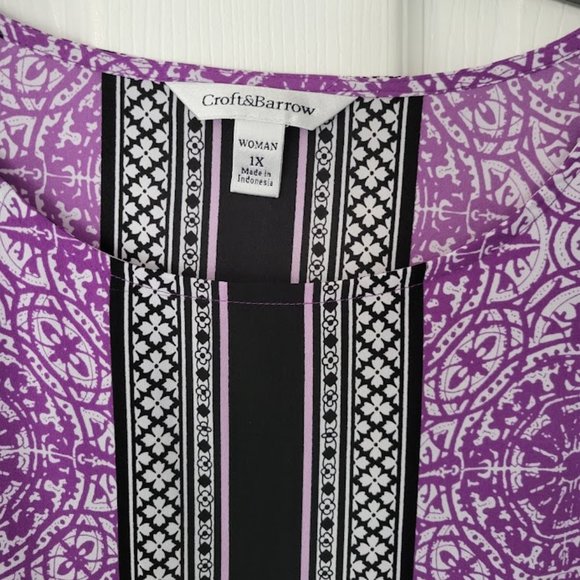 Croft & Barrow patterned S/S tunic top 1X - Picture 2 of 6